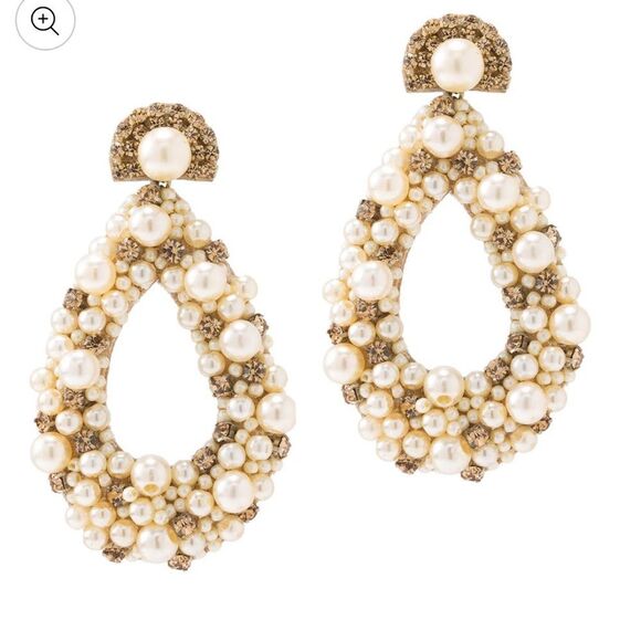 Deepa Gurnani Arabella Crystal & Pearl Earrings in Gold - Picture 1 of 4